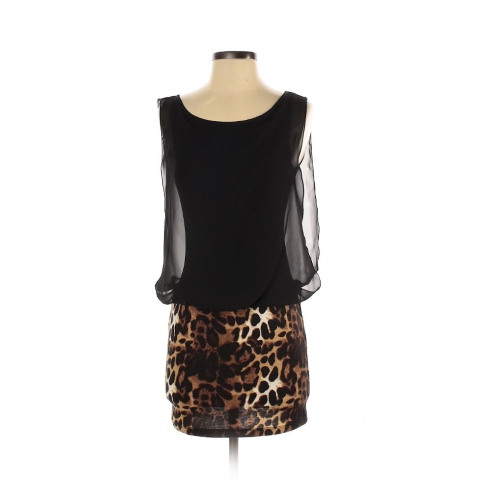 Nella Fantasia Short Black & Leopard print Dress